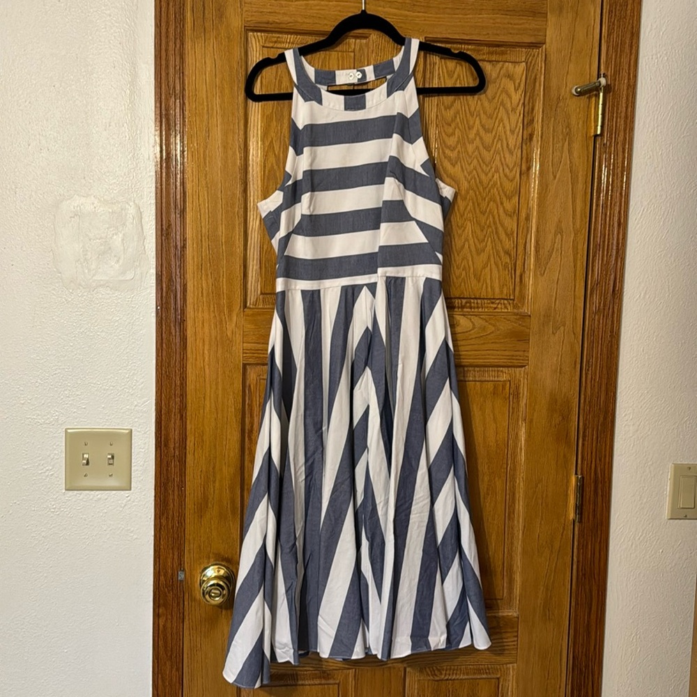 Eliza J Striped Fit and Flare Cotton Dress